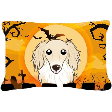 Carolines Treasures Halloween Longhair Creme Dachshund Fabric Decorative Pillow BB1770PW1216